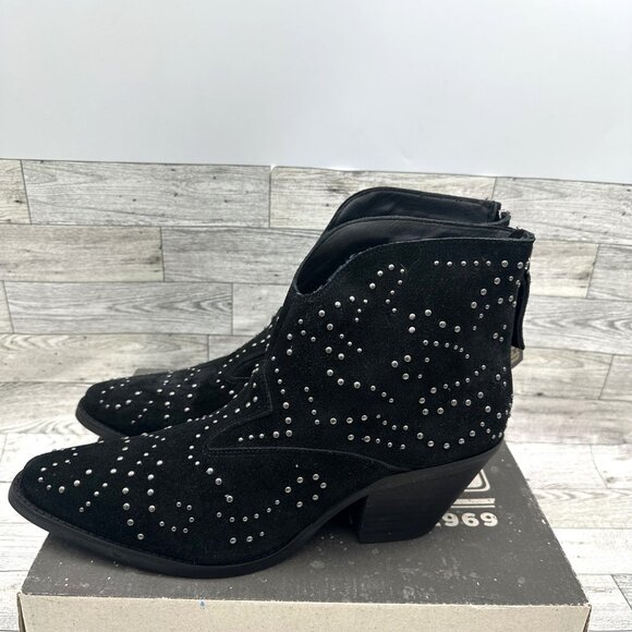 Brand NIB Dingo‎ Women's Black Studded Denim N Diamonds Zipper Ankle Boots, 11M - Picture 3 of 9